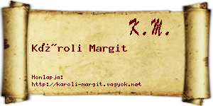 Károli Margit névjegykártya
